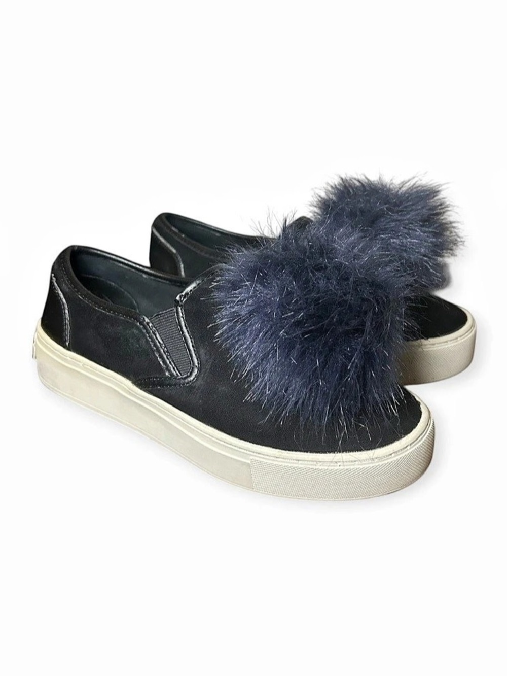 Rebecca Minkoff Sloane Pom Slip-On Sneaker Faux Fur Slip-On Sneakers -Size 5
